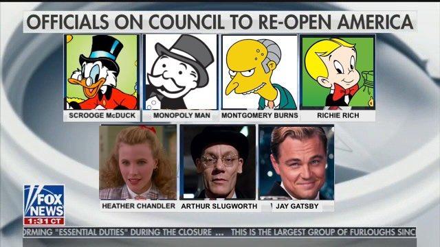 mr burns - Officials On Council To ReOpen America Scrooge McDUCK Monopoly Man Montgomery Burns Richie Rich Fox Heather Chandler Arthur Slugworth Jay Gatsby Vnews 131 Ot Brming "Essential Duties" During The Closure ... This Is The Largest Group Of Furlough