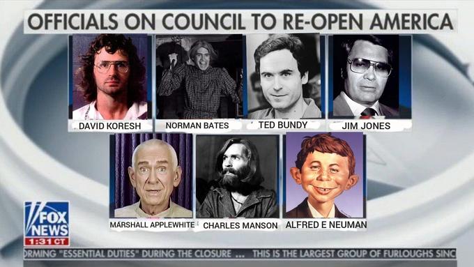 alfred e newman - Officials On Council To ReOpen America David Koresh N Orman Bates Ted Bundy Jim Jones Marshall Applewhite Charles Manson Alfred E Neuman News Ct Drming "Essential Duties During The Closure ... This Is The Largest Group Of Furloughs Sinc