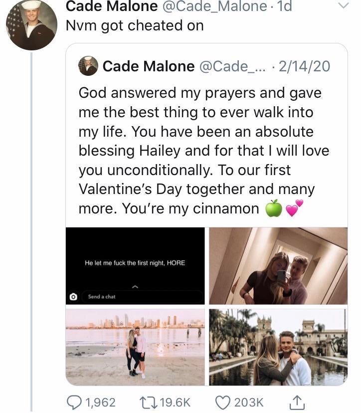 A teacher affects eternity; he can never tell where his influence stops. - Cade Malone . 1d Nvm got cheated on Cade Malone ... 21420 God answered my prayers and gave me the best thing to ever walk into my life. You have been an absolute blessing Hailey an