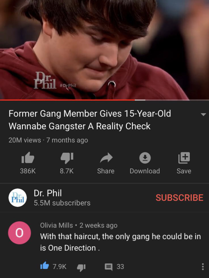 best roasts - photo caption - Phil Ho Phil 1 Former Gang Member Gives 15YearOld Wannabe Gangster A Reality Check 20M views 7 months ago Download Save Phil Dr. Phil 5.5M subscribers Subscribe Olivia Mills 2 weeks ago With that haircut, the only gang he cou