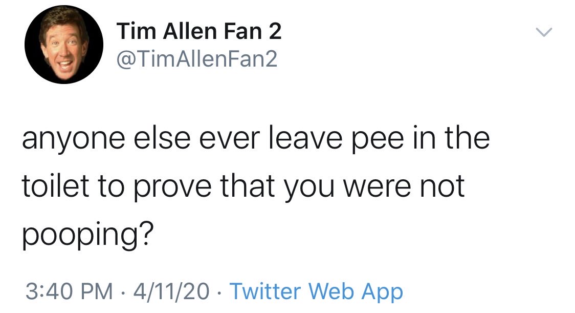 british people be like chewsday - Tim Allen Fan 2 anyone else ever leave pee in the toilet to prove that you were not pooping? 41120 Twitter Web App