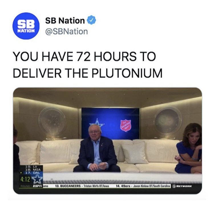 multimedia - Sb Sb Nation Nation You Have 72 Hours To Deliver The Plutonium 10.Lv 10. Mia 17. Dal S7 Novno sene 13BUCCANEERS. Tristan Wirts Otowa 14. 49ers. Juvon Kalon 01South Carolina Network