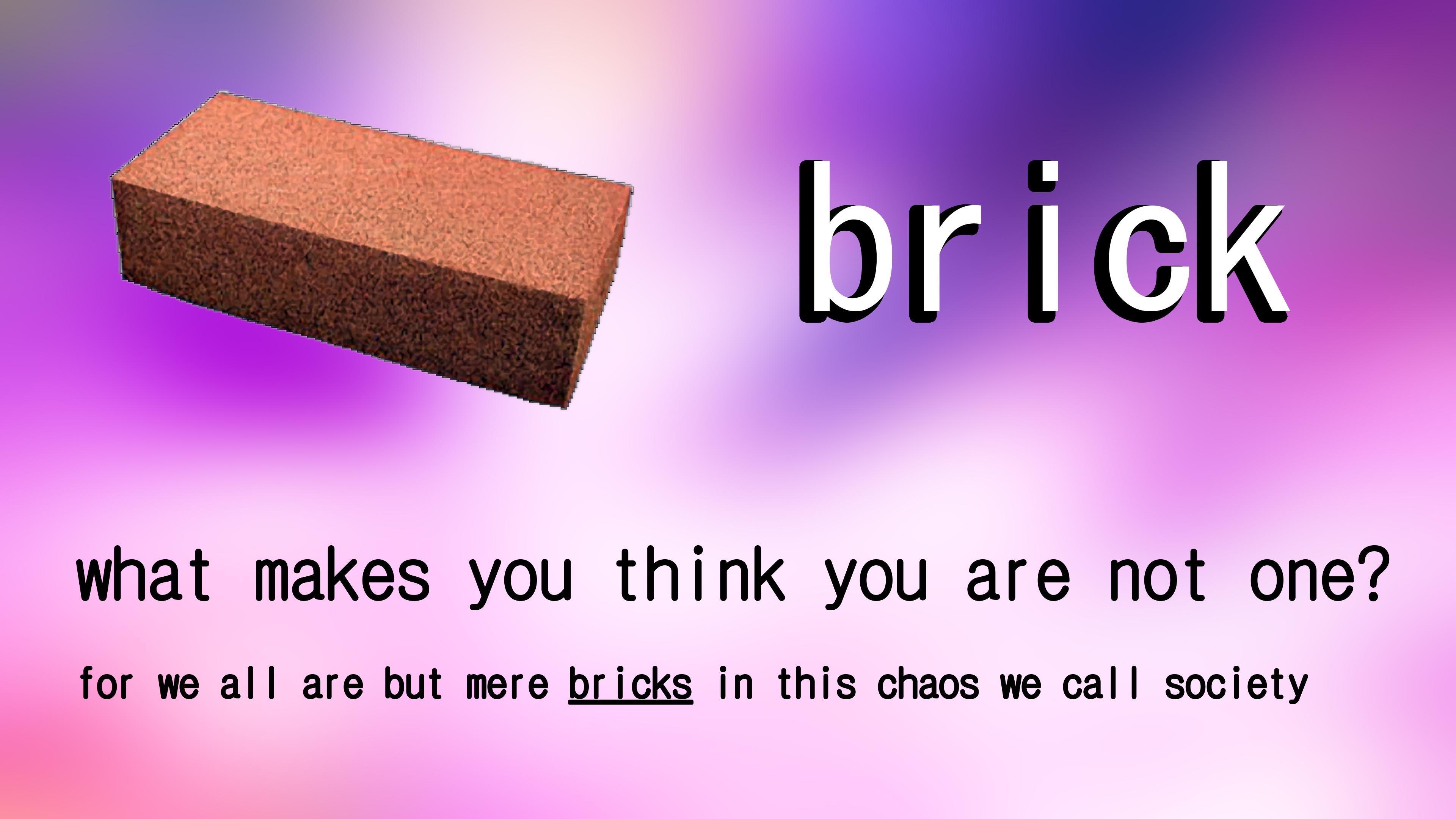 graphics - brick what makes you think you are not one? for we all are but mere bricks in this chaos we call society