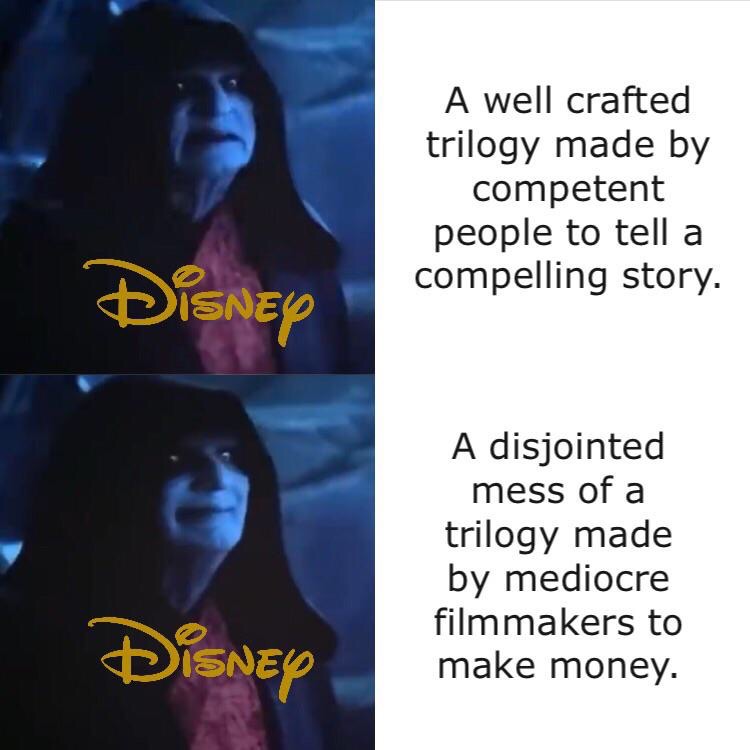 disney channel - A well crafted trilogy made by competent people to tell a compelling story. Disney A disjointed mess of a trilogy made by mediocre filmmakers to make money. Disney