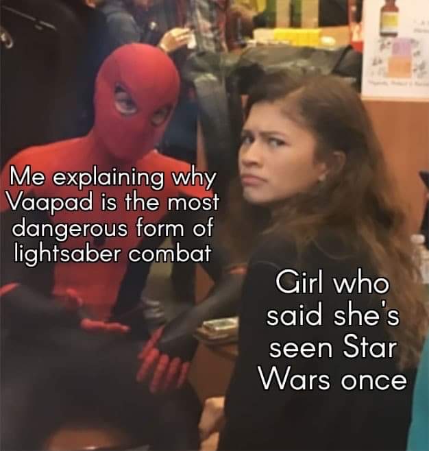 history memes - Me explaining why Vaapad is the most dangerous form of lightsaber combat Girl who said she's seen Star Wars once