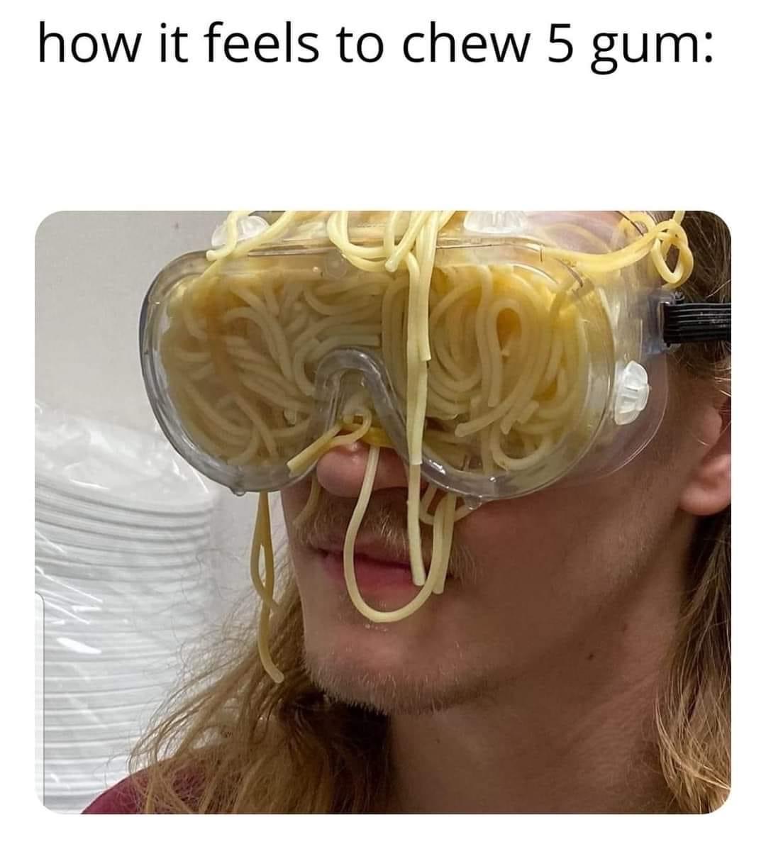 ear - how it feels to chew 5 gum