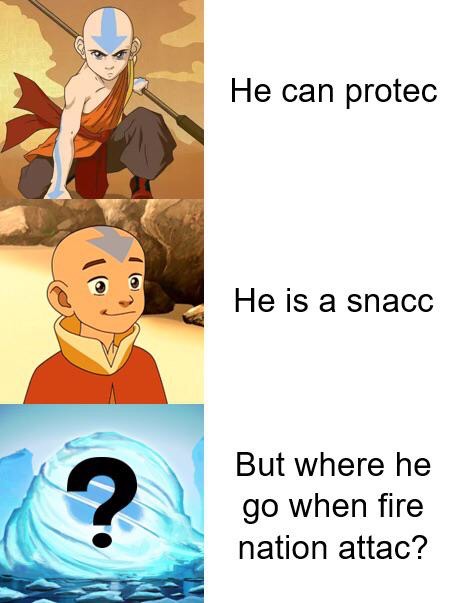 cartoon - He can protec He is a snacc But where he go when fire nation attac?