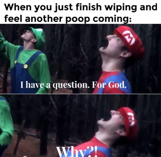 have a question for god why meme - When you just finish wiping and feel another poop coming I have a question. For God. Why?!