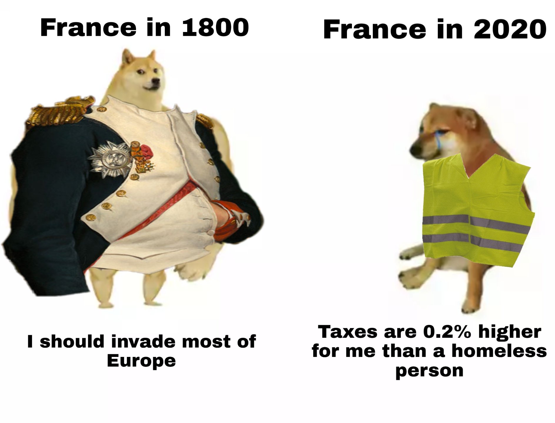 photo caption - France in 1800 France in 2020 4223 I should invade most of Europe Taxes are 0.2% higher for me than a homeless person
