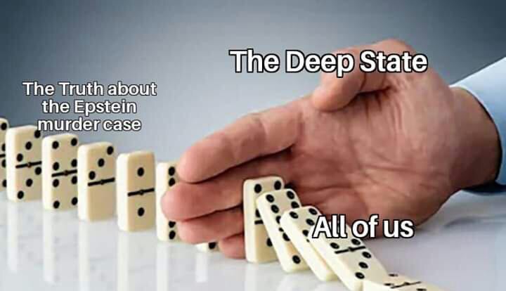 hand stopping dominoes - The Deep State The Truth about the Epstein murder case a All of us