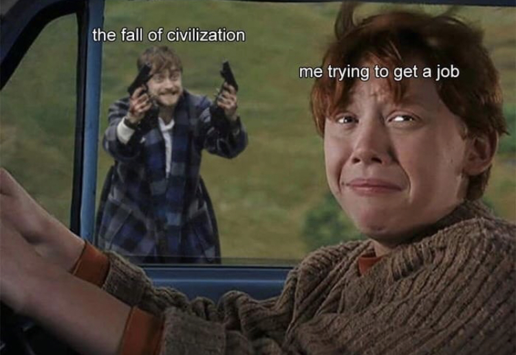 harry potter - the fall of civilization me trying to get a job