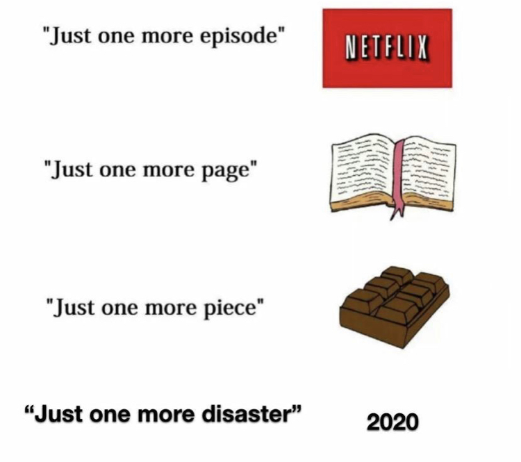 netflix - "Just one more episode" Netflix "Just one more page" "Just one more piece" "Just one more disaster" 2020