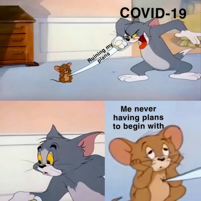 tom and jerry alien meme - Covid19 Ruining my plans Me never having plans to begin with