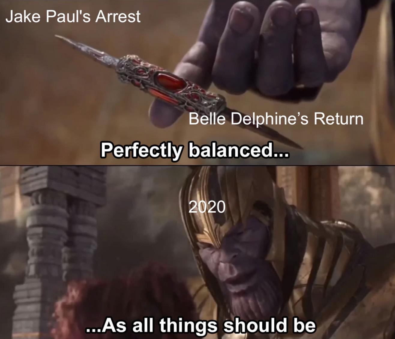 perfectly balanced - Jake Paul's Arrest Belle Delphine's Return Perfectly balanced... 2020 ...As all things should be
