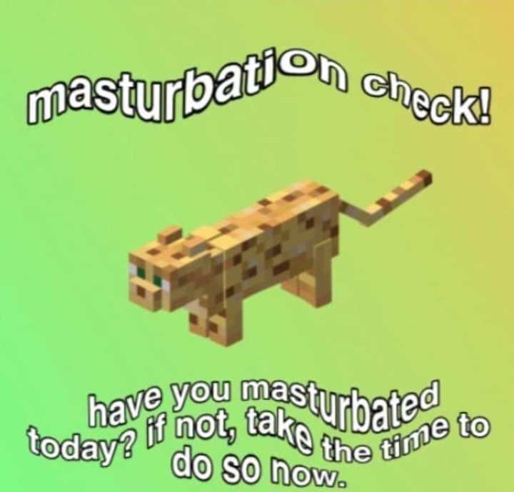 minecraft ocelot - masturbation check! have you masturbated today? is not, tako ihe aume to do so now.