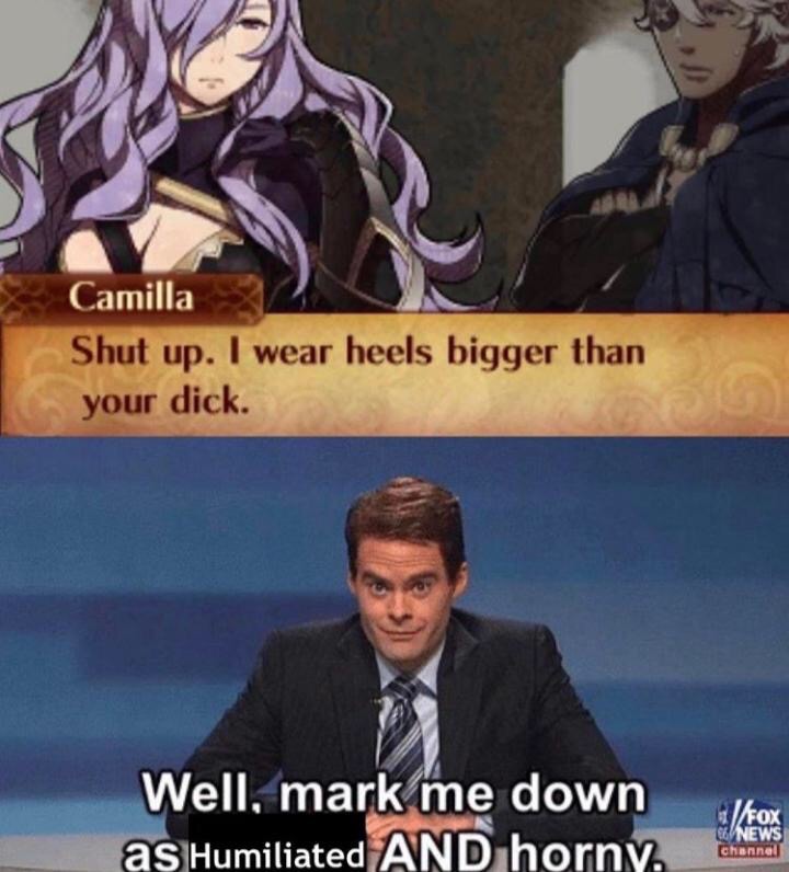 fire emblem love quotes - Camilla Shut up. I wear heels bigger than your dick. Well, mark me down as Humiliated And horny fox News channel