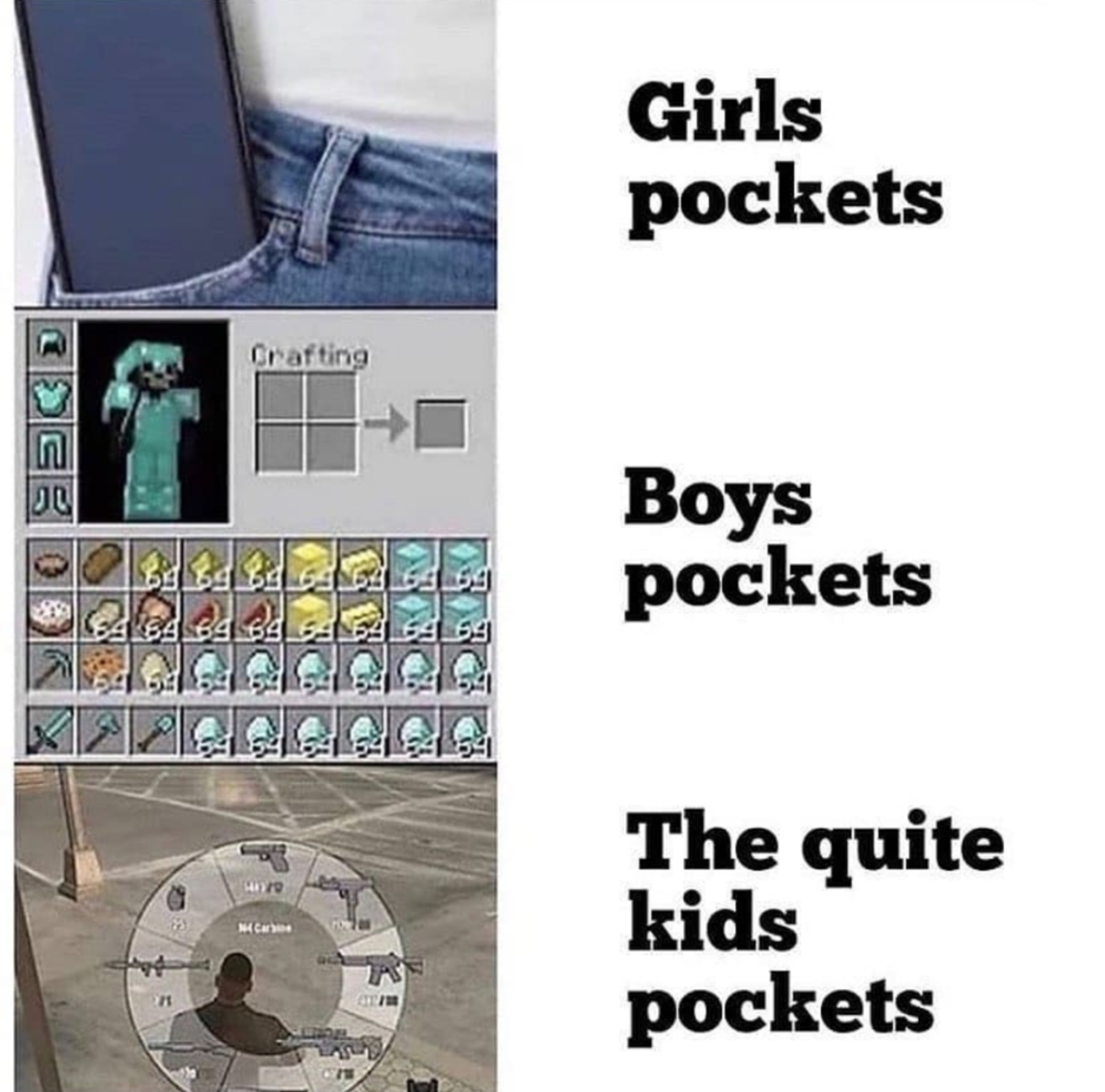 minecraft inventory - Girls pockets Crafting Ek Boys pockets 68 69 The quite kids pockets
