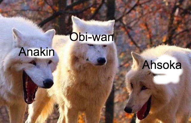 laughing wolves meme fauna - Obiwan Anakin Ahsoka