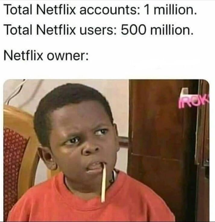coronavirus memes kenya - Total Netflix accounts 1 million. Total Netflix users 500 million. Netflix owner Nok