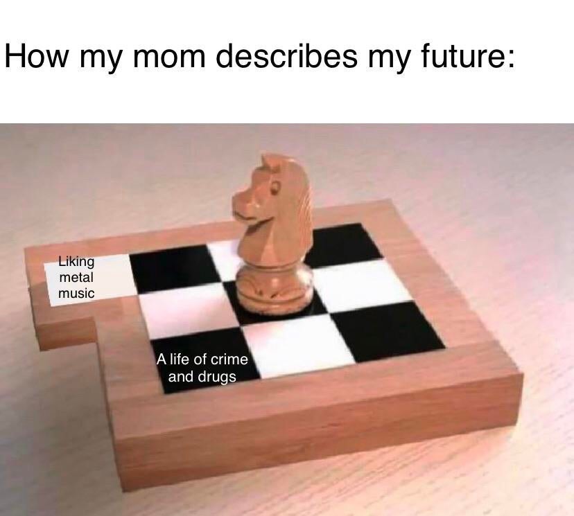 hugeplateofketchup8 -  chess memes - How my mom describes my future Liking metal music A life of crime and drugs