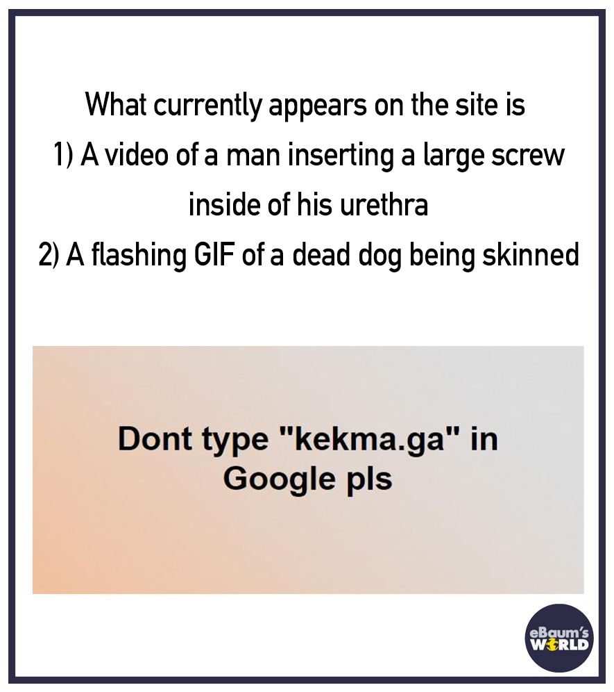 kekma.ga Don't Type kekma in google