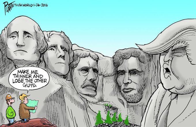 trump cartoon mount rushmore - Etulsa World I26.2016 Make Me Thinner And Lose The Other Guys.
