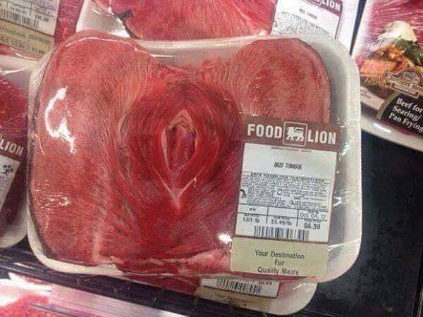 raw beef shaped like a vagina