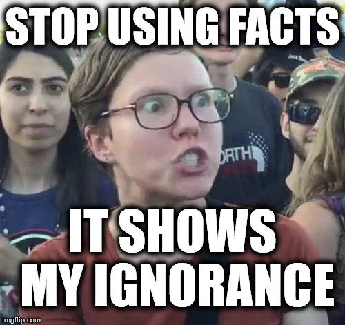 triggered liberal - Stop Using Facts Drthy It Shows My Ignorance imgflip.com