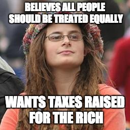 hippie girl meme - Believes All People Should Be Treated Equally Wants Taxes Raised For The Rich