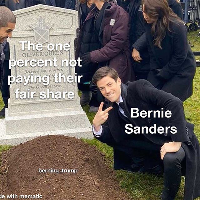 bernie sanders 1 percent meme - Oliver Queen The one percent not paying their fair Beloped son, brorber, The Green Arrow Bernie Sanders berning_trump de with mematic