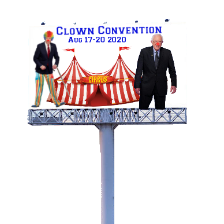 This is a billboard for the democratic national convention that got rescheduled for August but may still be virtual.