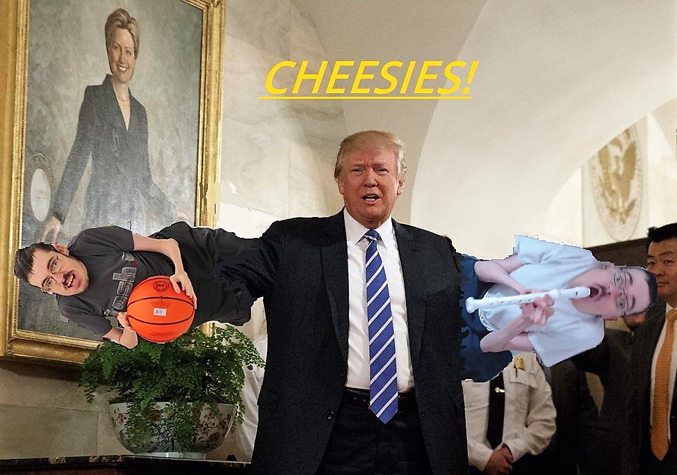 Mash-up of Donald Trump with Ricky Berwick arms, Cheesies!!