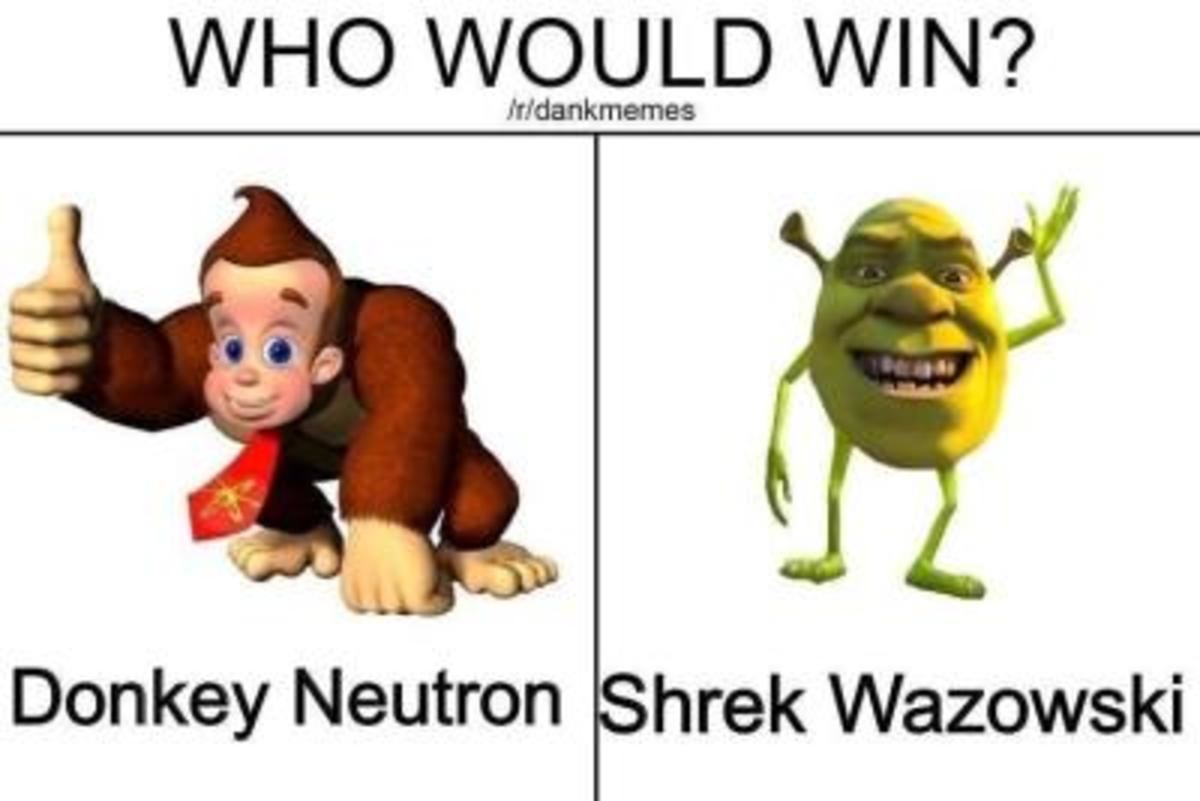 clean memes - Who Would Win? rdankmemes Donkey Neutron Shrek Wazowski