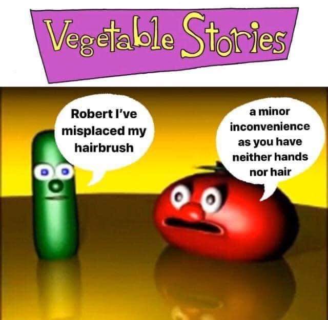 vegetable stories robert i have misplaced my hairbrush - Ve table Stories Robert I've misplaced my hairbrush a minor inconvenience as you have neither hands nor hair