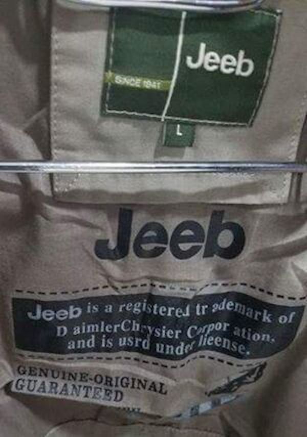 label - Jeeb Snce 1841 DaimlerChrysier Corporation. and is usrd under is a registered trademark of Jeeb Jeeb is a GenuineOriginal Guaranteed