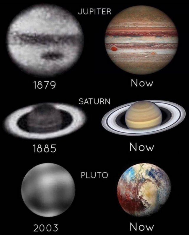 pluto now and then - Jupiter 1879 Now Saturn 1885 Now Pluto 2003 Now