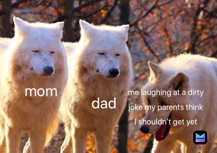 laughing wolf meme - mom me laughing at a dirty dad joke my parents think I shouldn't get yet Memes