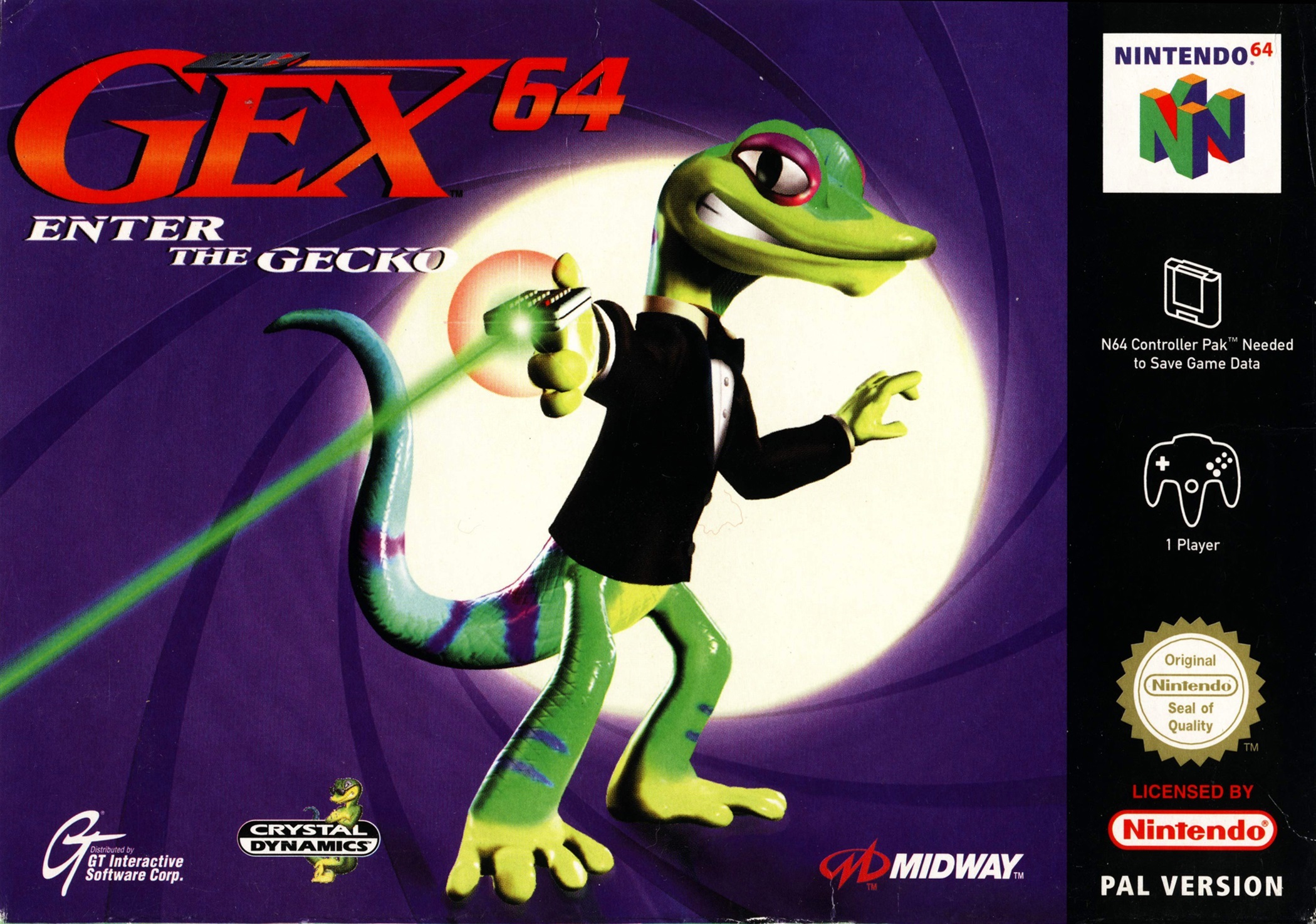 forgotten franchise mascots - gex 64 enter the gecko n64 - Nintendo 64 Gex 64 Enter The Gecko Eck N64 Controller PakNeeded to Save Game Data Coming 1 Player Original Nintende Seal of Quality Crystal Dynamics Licensed Ay Nintendo Pal Version Gt Interactive