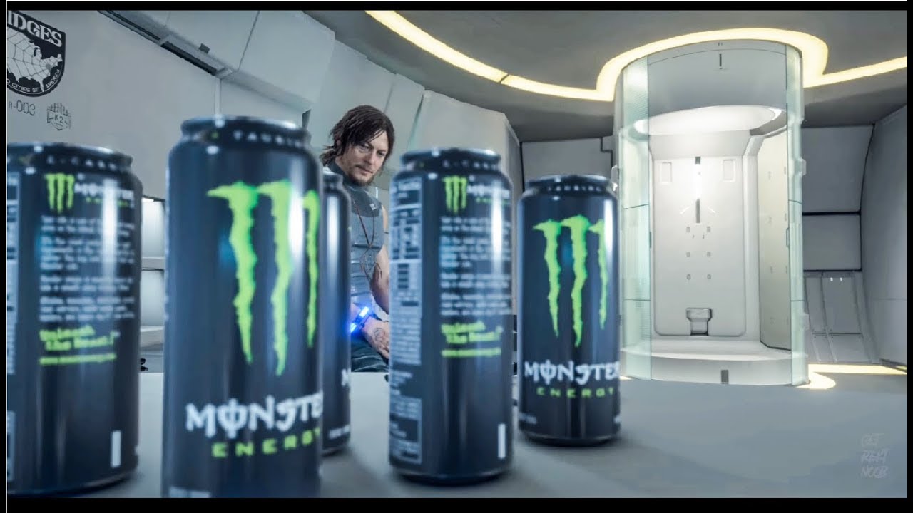 video game product placement - Monster Energy Drinks Death Stranding