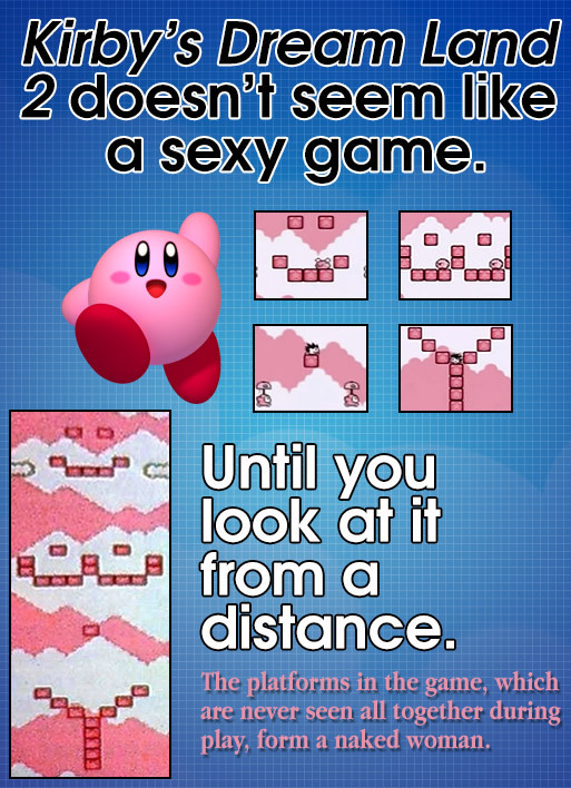 adult moments in family friendly video games - Hidden Naked Lady in Kirby’s Dream Land 2