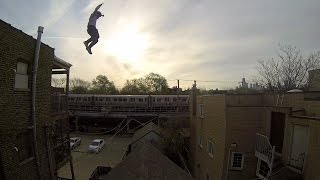 never do again - guy jumping off roof