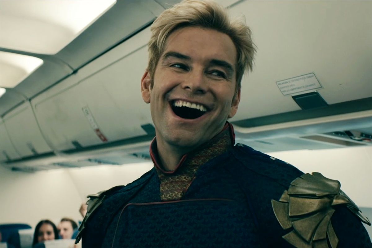 disturbing scenes from TV  - Homelander giving up on the hijacked plane in The Boys