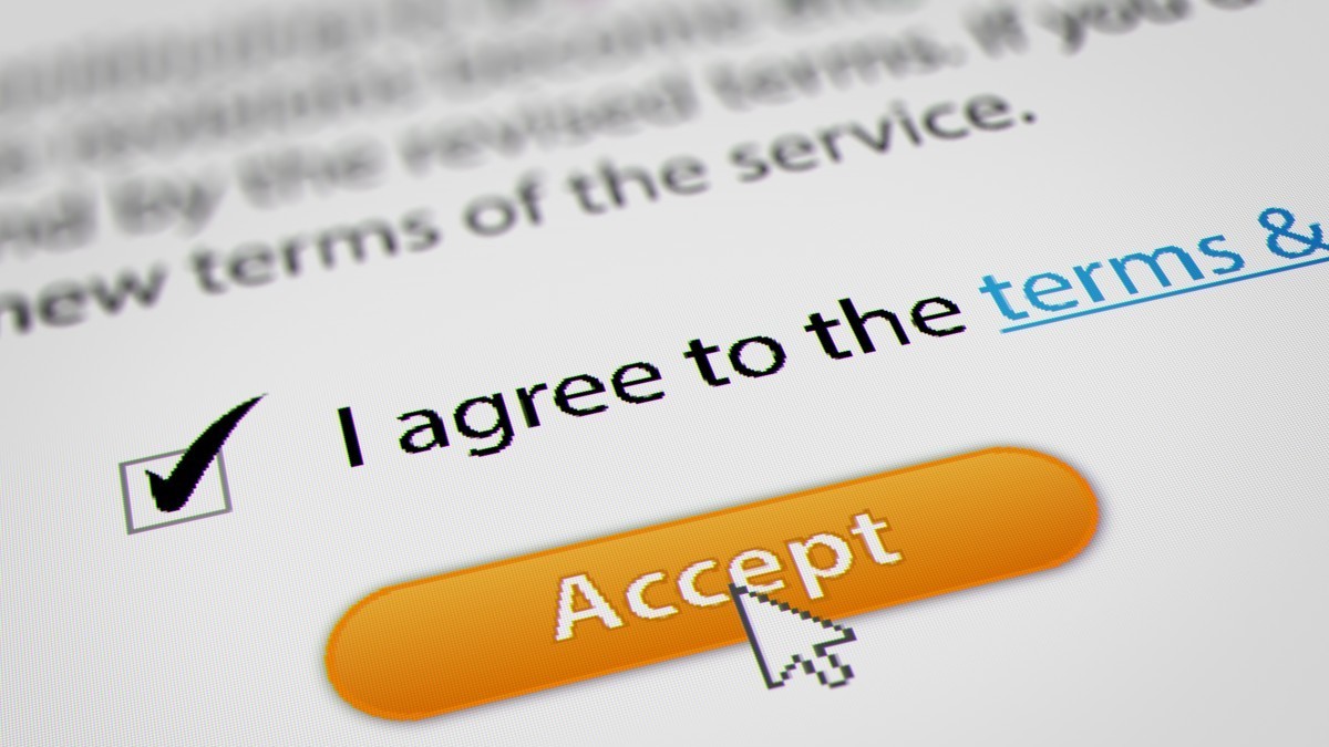 terms and conditions - new terms of the service. I agree to the terms & Accept