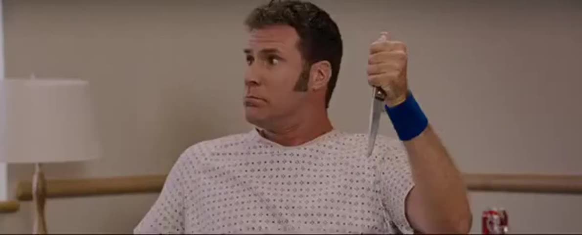 funny movies and scenes  - ricky bobby knife in leg