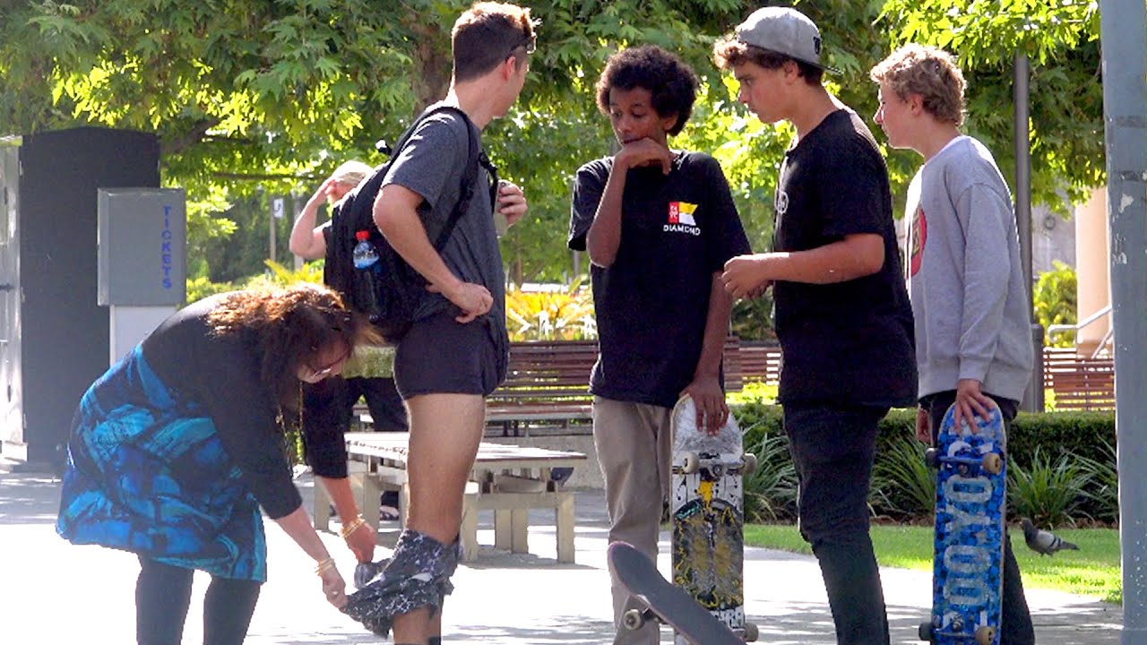 Pulling pants down prank