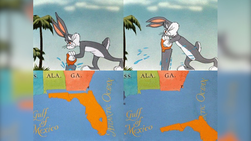 things that will be gone in 30 years - bugs bunny sawing off florida - S. Ala. Ga Ss. Ala. Ga. Ocean Shantic Ocean Grad Gull Ntic of Mexico Mexico