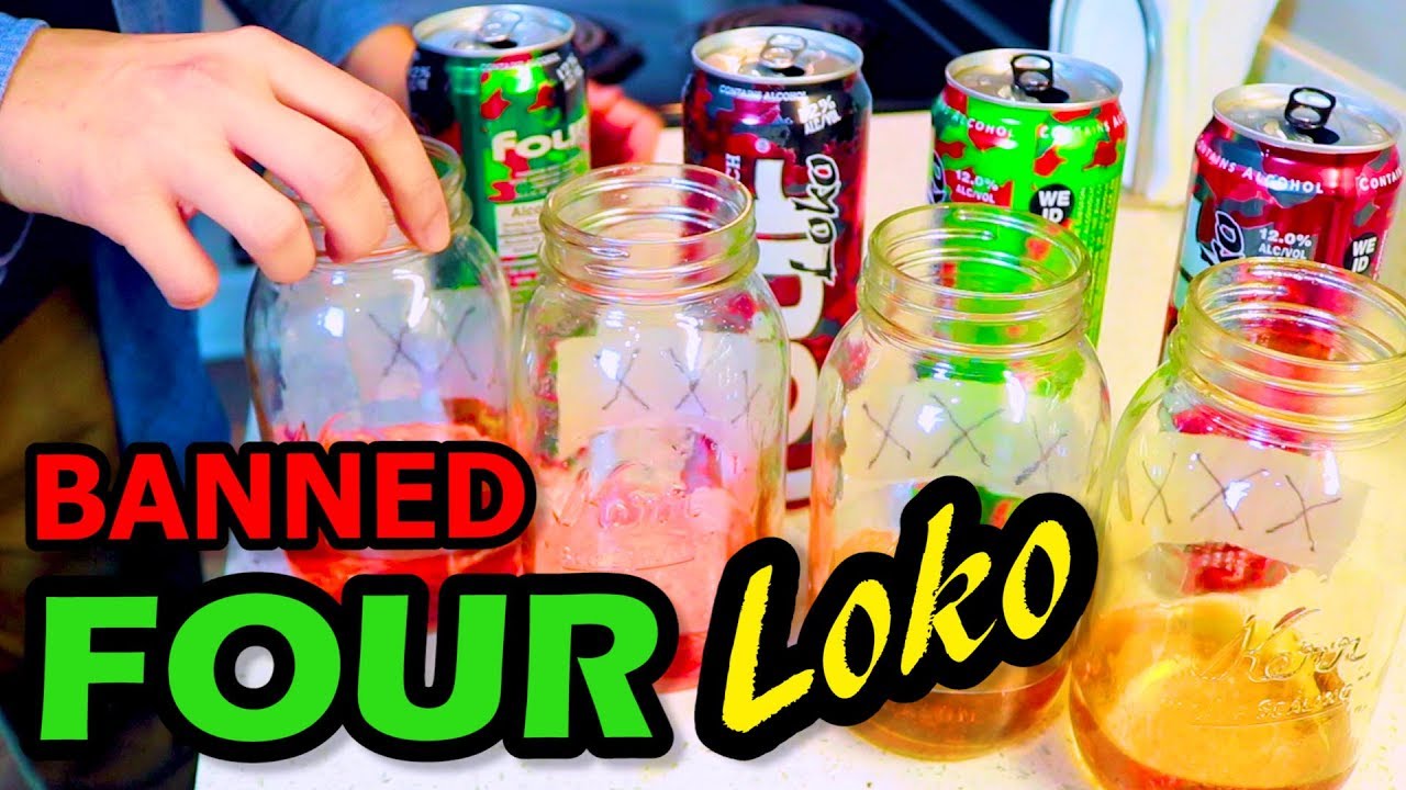 Discontinued Foods - old 4 loko - 100 Calco . fou Owns Alcohol 12.0% Alcinvol Conta Loko We Id 12.0% Alcnol We Banned Four Loko Seslarie
