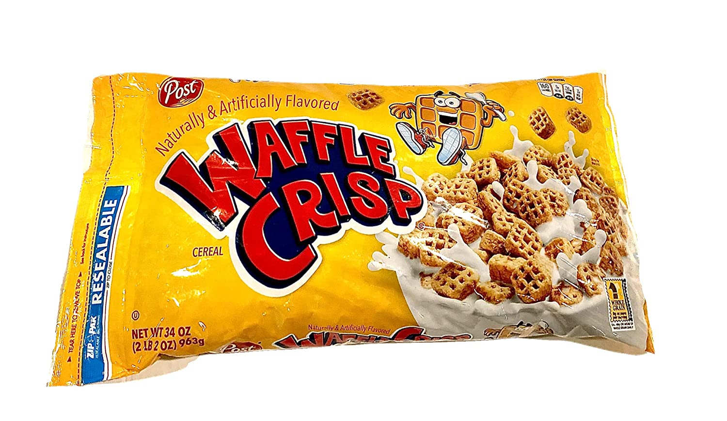 Discontinued Foods - post waffle crisp cereal - Post Naturally & Artificially Flavored Vapple Cereal Zip Pat Resealable Tear Here To Mene Top Crue Green Um Naturally & Artifically Flavored Uni Net Wt 34 Oz 2LB2 Oz 963g