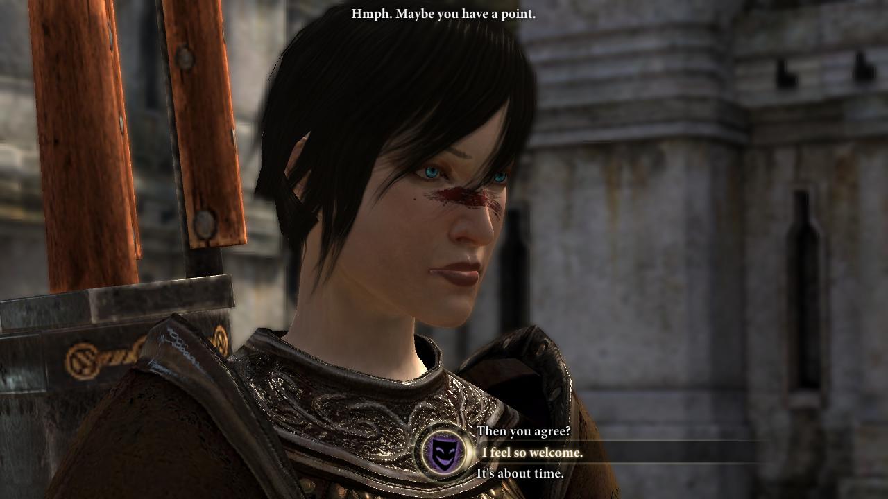 things gamers hate - dragon age 2 dialogue - Hmph. Maybe you have a point. Then you agree? I feel so welcome. It's about time.