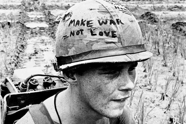 vietnam war helmet - " Make War Not Live